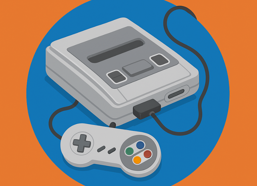 flat style image of a gaming console